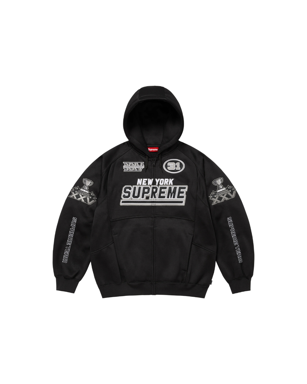 Supreme Football Zip Up Hooded Sweatshirt Black