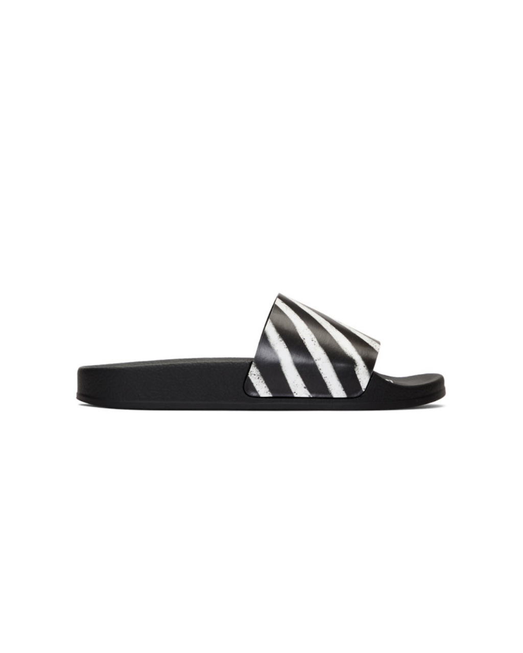 Off White Spray Stripes Slider Black White