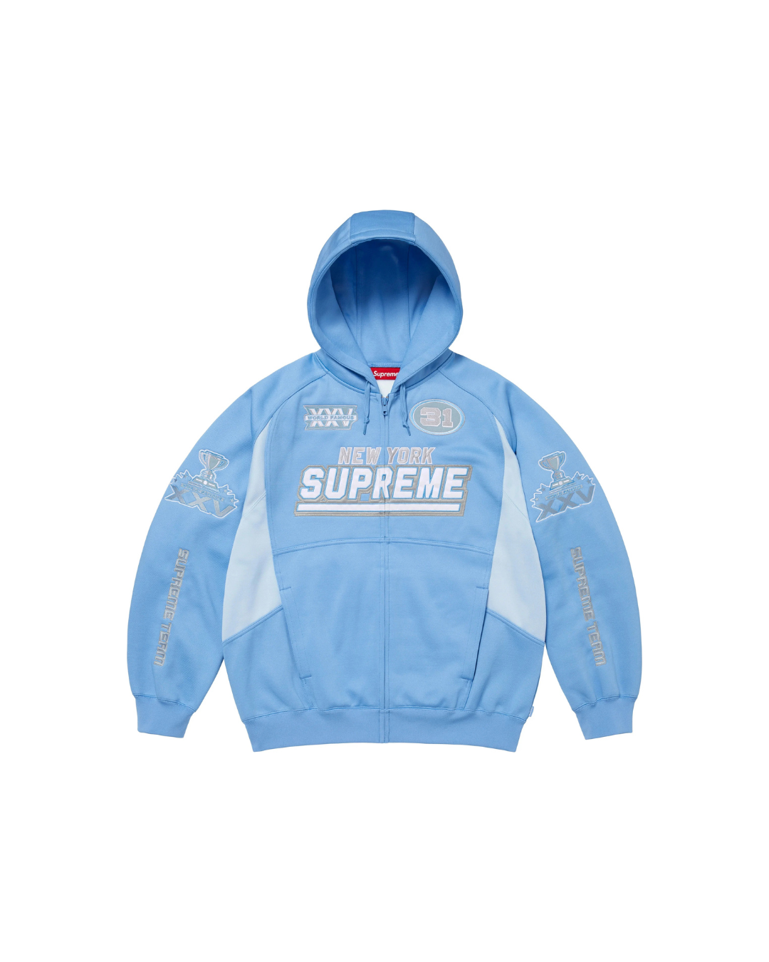 Supreme Football Zip Up Hooded Sweatshirt Light Blue