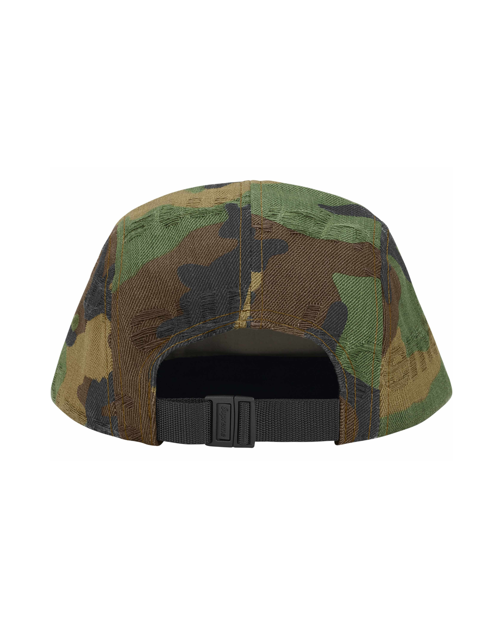 Supreme Jacquard Logos Denim Camp Cap Woodland Camo