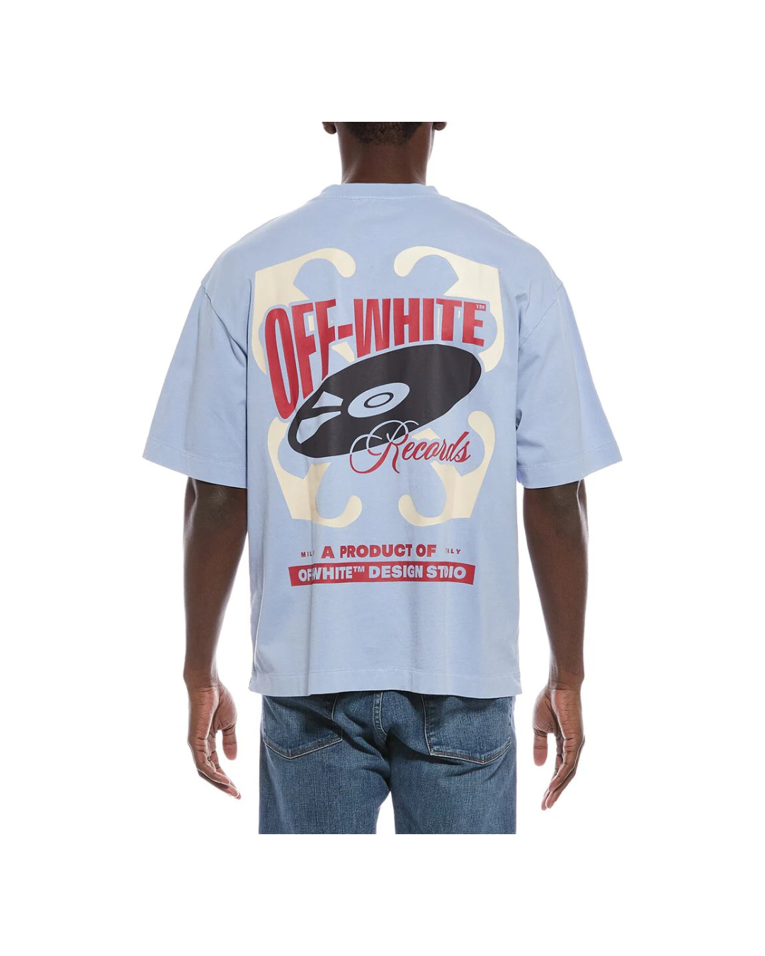 Off White Vinyl Logo Skate T-Shirt Light Blue