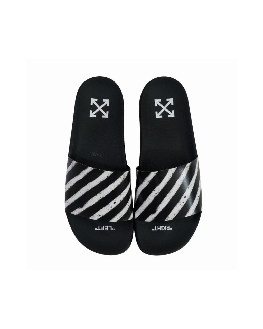 Off White Spray Stripes Slider Black White
