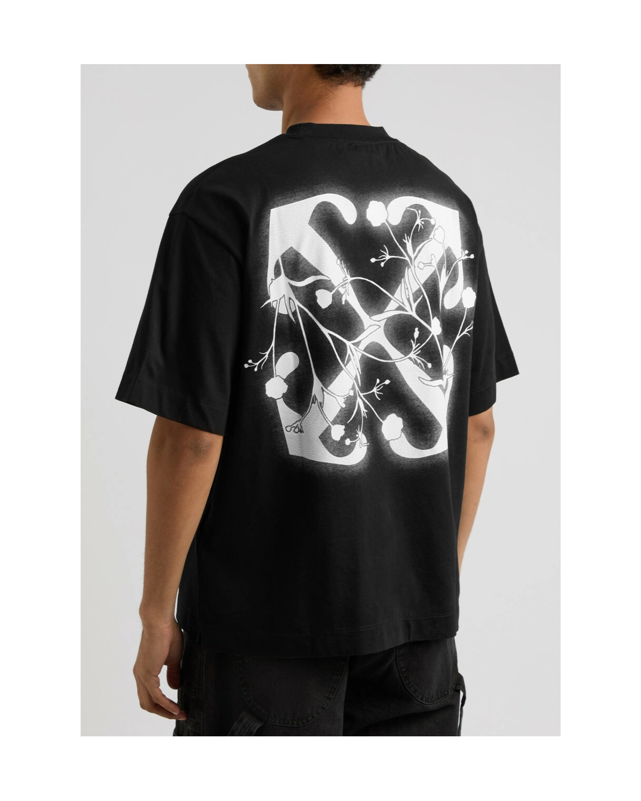 Off White Flower Arrow Tee Black