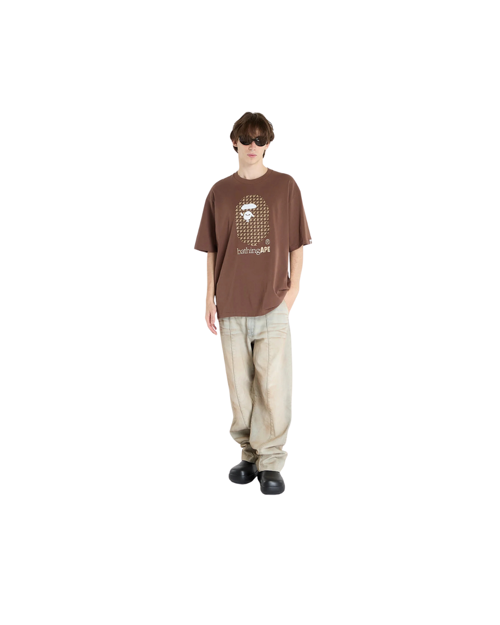 BAPE STA HOUNDSTOOTH Relaxed Tee Brown