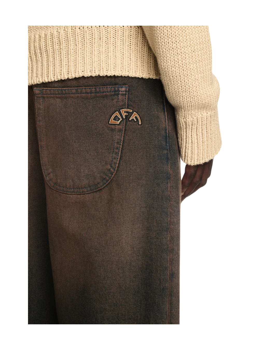 Off White Overdyed Denim Straight Leg Jeans